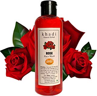 Khadi Natural Herbal Rose Face Wash 200ml Naturally Fragrant Deep Cleanser Radiance and Glow to Face Refreshing and