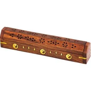 Wooden Incense Burner & Storage Box Large Yin Yang